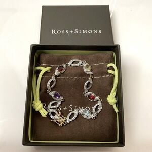 Ross Simons Gemstone Bracelet Sterling Silver Vermeil Infinity Link Box Bag 7.5